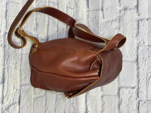 Portland Leather Goods Bucket Backpack Brown Full Grain Leather Drawstring Bag thumbnail 3
