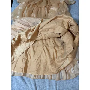 NWT Lulus Small Gold Radiant Arrival‎ Shiny Gold Organza Tiered Tie-Strap Maxi thumbnail 10