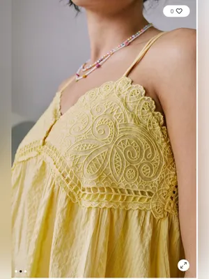 Urban Outfitters Yellow Lace-Detail Spaghetti Strap Cami with pockets thumbnail 2