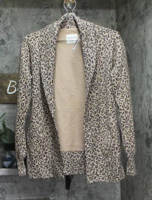 NWT Abercrombie & Fitch A&F Open Front Cardigan Sweater Cheetah Brown 2XS thumbnail 1