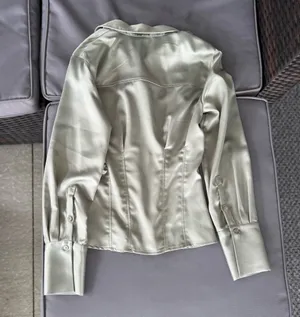 Zara Corset Sage Button-Down Shirt thumbnail 3