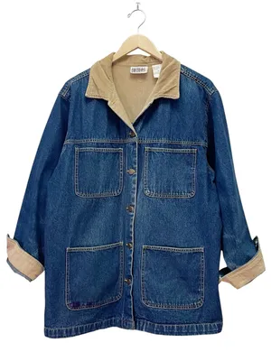 Vintage Bill Blass Jeans Denim Chore Jacket XL Corduroy Collar Barn Workwear thumbnail 6
