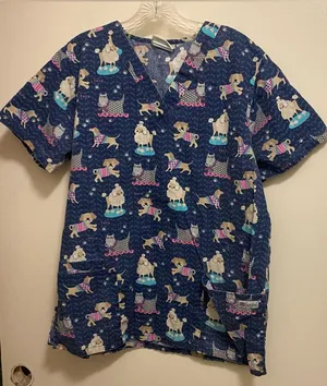 UA Scrubs Womens Scrub Top Shirt M Medium Bust 40” Dogs Cats Groomer Vet Spa Day thumbnail 1