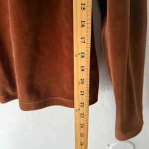 French Laundry Vintage Y2k Mock‎ Neck Velour Long Slv Top L Rust Brown Romantic thumbnail 5