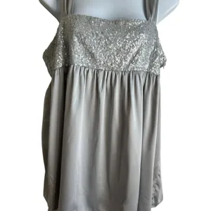 New York‎ & Co Women Top 8 Silver Sequins Flowy Babydoll Dressy Glam Glitz Retro thumbnail 8