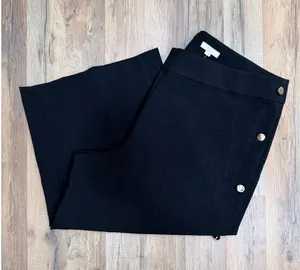 LOFT Plus Black Wide Leg Cropped Pants Side Button Detail‎ Size 18 NWT thumbnail 1