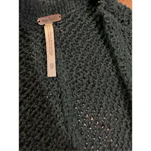 Free People long line open‎ knit snap closure oversized teal cardigan sz XS thumbnail 3