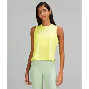 Lululemon Women Cotton Crop Tank Top 4 Electric Lemon Classic-fit Workout Gym thumbnail 2