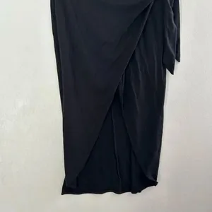 Reformation Black Wrap Midi Dress Tie Waist Sustainable Lyocell Stretch Size S thumbnail 9