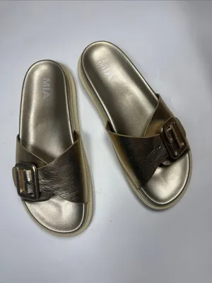 Mia Gya Platform Buckle Slide Sandal in Metallic Gold S-589 Sz 8.5 thumbnail 2