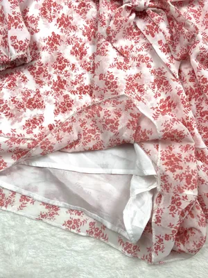 Relipop Pink Floral Deep V-Neck Long Sleeve Ruffle Romper Size XL thumbnail 4