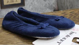 NWT Isotoner Microterry Gemma Ballerina Slippers Navy Blue Chevron M (6.5-7.5) thumbnail 1