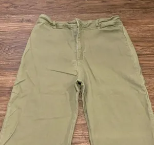 Miss Love Wide Leg High Waist Stretchy Pants Olive Green Size Large thumbnail 3