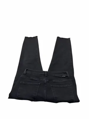 RISEN black jeans with crossover waistband and raw hems thumbnail 2