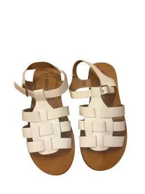 Soda Size 7 White Strappy Woven Fisherman Buckle Sandals thumbnail 2