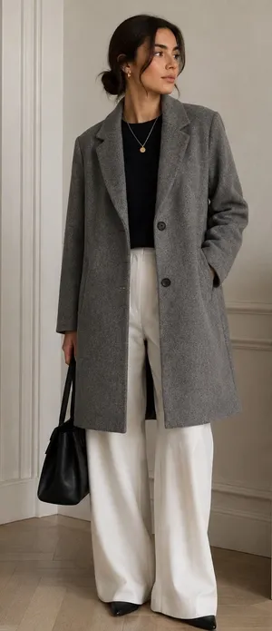 ZARA Gray Longline Coat Tailored Blazer Quiet Luxury Old Money Minimalist XS thumbnail 1