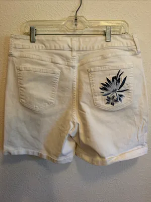 🔵🔵🔵3 for 12$🔵🔵🔵Women's White Embroidered Floral Shorts-16 thumbnail 4
