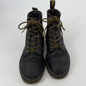 Dr. Martens Luana Black Leather Lace Up‎ Combat Boots Floral Lining Women 6 US thumbnail 2