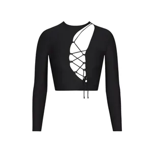 ✨SKIMS Cutout Lace Up Cropped Top in Onyx Size Medium thumbnail 2