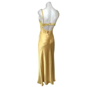 BEC & Bridge Carrie Yellow Satin Silk Sleeveless Cutout Cami Slip Midi Dress 4 thumbnail 6