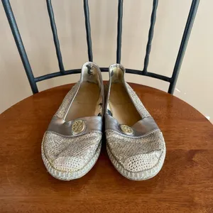 Tory Burch Seaside Glitter‎ Espadrille Flats in Gold Size 5.5 or 36 thumbnail 2