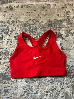 NWT Nike Red Medium Support Non Padded Swoosh 2.0 Sports Bra Size Small thumbnail 2