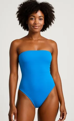 NWT Target Shade & Shore Small (4-6) Strapless Blue One Piece Swimsuit Cheeky thumbnail 1