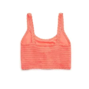 Aerie Summer Nights Tank Crochet Crop Top Women Small Coral Boho Coastal Beach‎ thumbnail 4