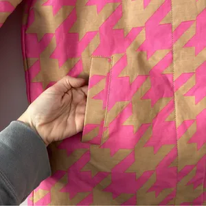 Isaac Mizrahi for Target|Pink and Tan Houndstooth Raincoat sz Small thumbnail 5