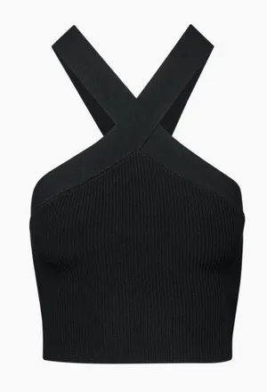 Aritzia Babaton sculpt knit cross tank top black size small thumbnail 1