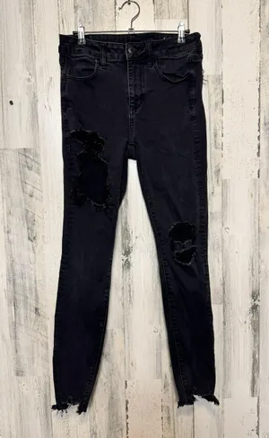 black next level stretch ripped skinny jeans thumbnail 1