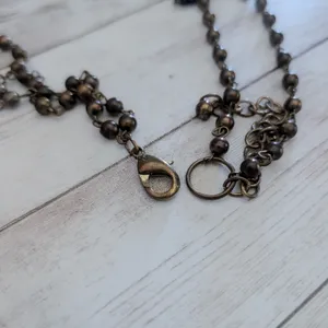 Vintage Necklace Gold Tone & Green Very Long Double Strand Statement thumbnail 4