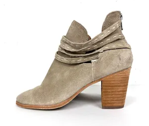 Frye Naomi Pickstitch Booties Ash Soft Oiled Italian Suede Back Zip Size 7.5 thumbnail 1