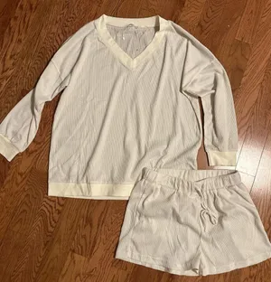 Women's Cream Sleepwear Set Size M thumbnail 1