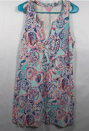Lilly Pulitzer Seashell Print Sleeveless Shift Dress Women’s Large Coastal thumbnail 1