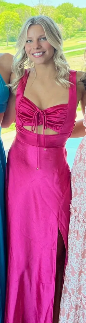 Hello Molly Hot Pink Satin Midi Dress thumbnail 3