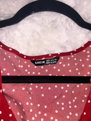NWOT Red Polka Dot Top Puff Sleeve thumbnail 3