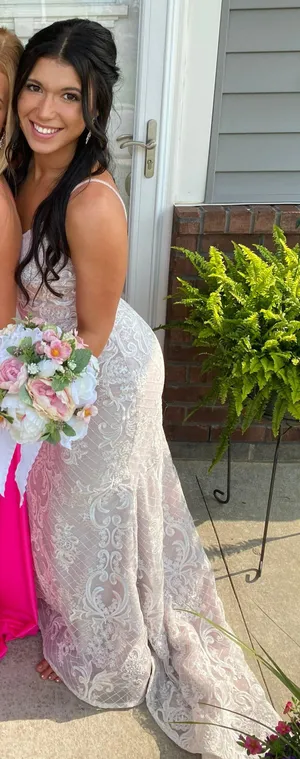 Blush Prom White and Pink Prom Dress thumbnail 5