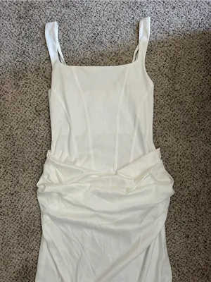 SHEIN White Sleeveless Maxi Column Dress with Draped Waist thumbnail 3