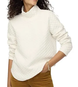 J. Crew Womens Quilted Mock Neck Pullover Ivory White Diamond Pattern BL249 M Size M thumbnail 1