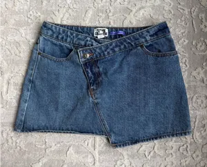 Future Collective Asymmetrical Denim Mini Skirt Blue Size 2 thumbnail 1