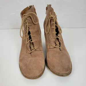 Lucky Brand Yoanna Womens Boots Size‎ 8 Tan Suede Lace Up Wedge Zip Ankle Boots thumbnail 6