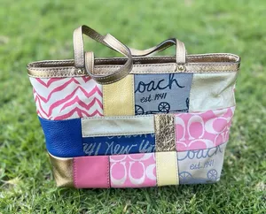 VTG Y2K Coach Patchwork Signature Shoulder Purse Tote Bag Handbag Multicolor thumbnail 1