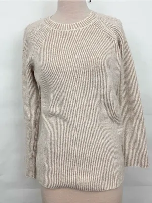 Bohme Oatmeal Ribbed Crewneck Sweater medium tunic length thumbnail 1