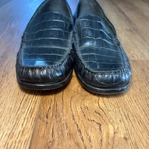 Lauren Ralph Lauren Barbara Croc Embossed Leather Penny Loafers Black Womens 10B thumbnail 2