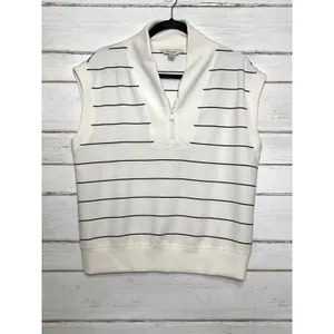 Rae Mode Matching Set Womens S Striped Half Zip Pullover Skort Shorts White thumbnail 3