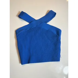 Babaton Aritzia Sculpt Knit‎ Criss Cross Cropped Tank Cobalt Blue XS thumbnail 2