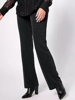 Isaac Mizrahi Live Pants Womens Medium Black Sparkle Pebble Crepe Boot Cut thumbnail 1