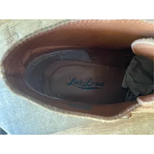 LUCKY BRAND Sumarah Monk buckle brown suede leather wedge ankle booties size 8.5 thumbnail 5