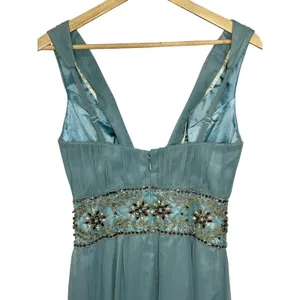 NWT Mandalay N Turquoise Silk Beaded Embellished Maxi Evening Gown Dress Size 6 thumbnail 8